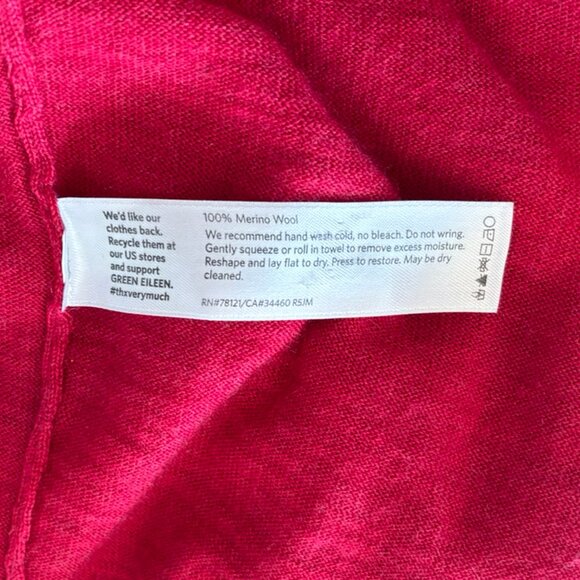 Eileen Fisher Raspberry 100% Merino Wool Drapy Turtleneck Sweater - Size L - Picture 5 of 5